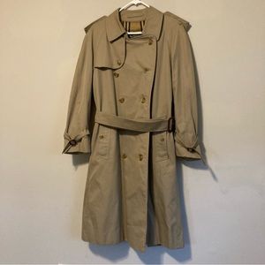 Vintage Burberry Khaki Trench Coat Tan Large 1960s Excellent Condition